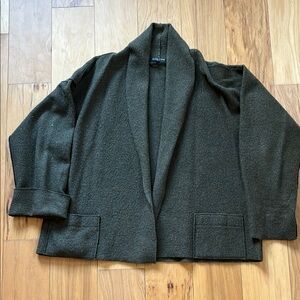 Eileen Fisher dark green merino cardigan. Size medium petite.